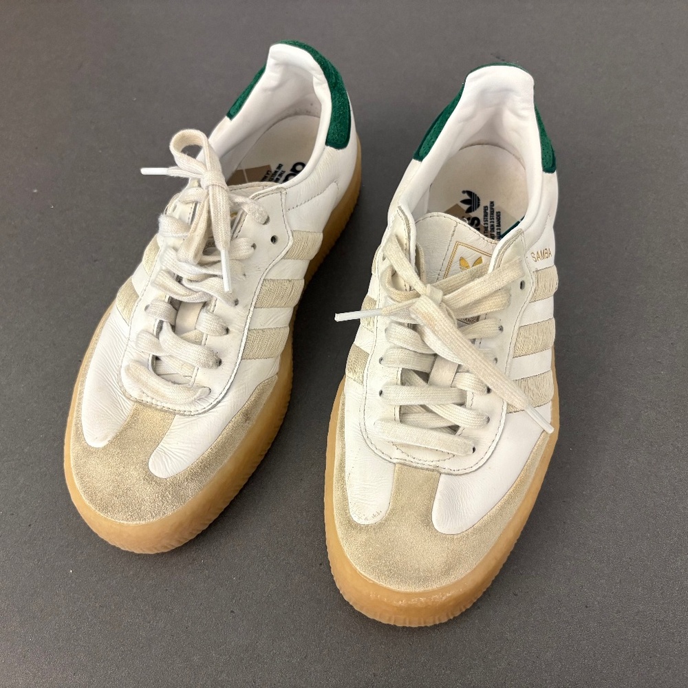 Adidas Originals Sambae Leather Womens 8.5 Sneakers 'Off White Green' IF7162 - Picture 4 of 13